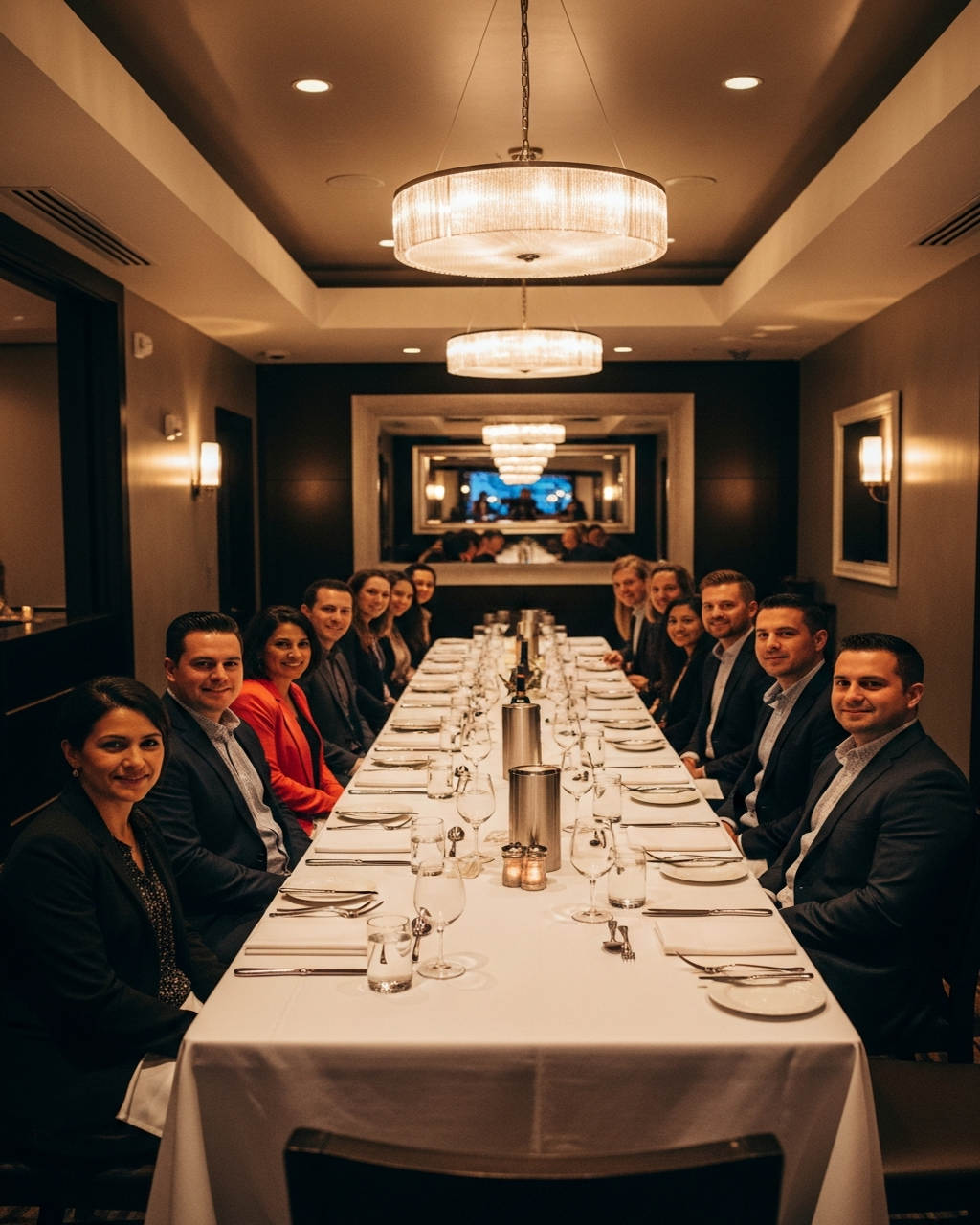 Private dining room set for a large reunion group in Las Vegas