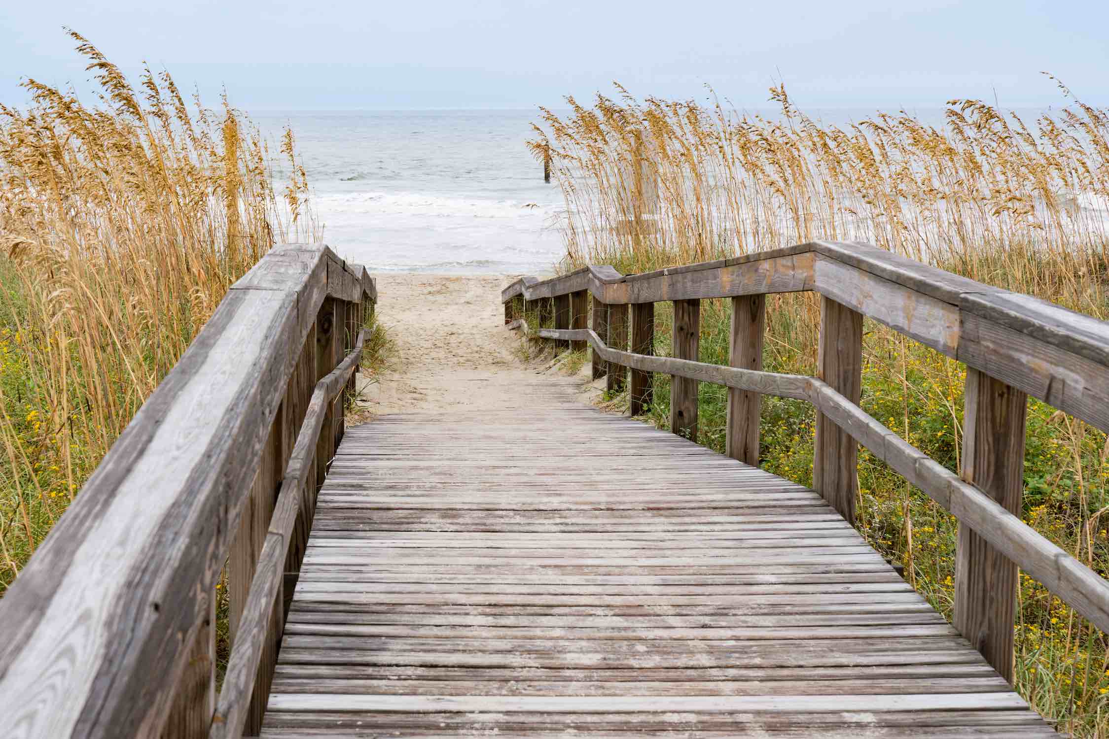 ADA-accessible boardwalk leading to the beach at Myrtle Beach State Park