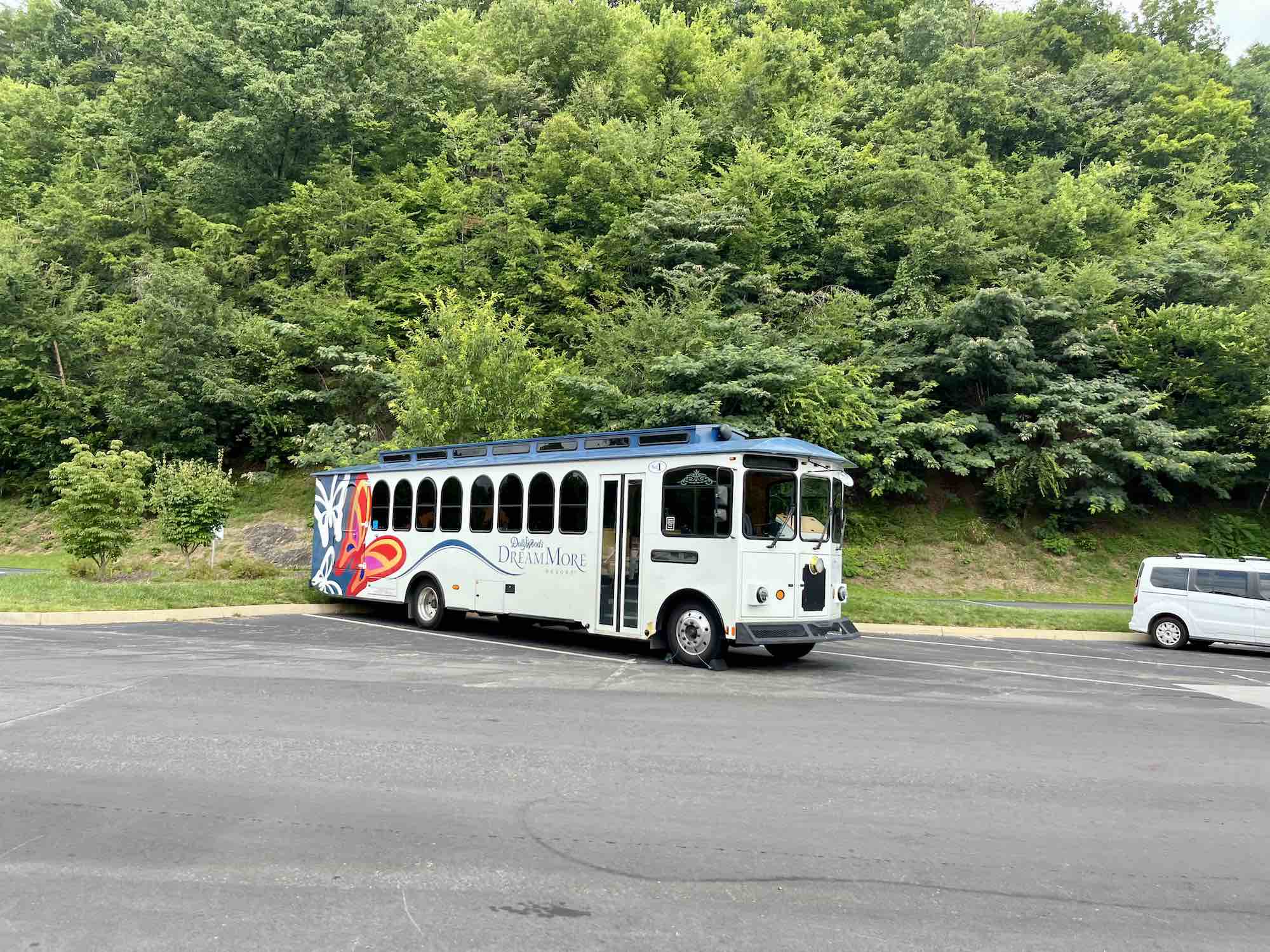 Sprinter van shuttle transporting a family group through the Smoky Mountains